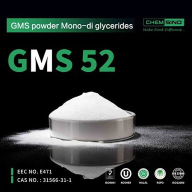 Glycerol Monostearate GMS 52 Powdwr Ar Gyfer Cacen Rhif CAS31566-31-1