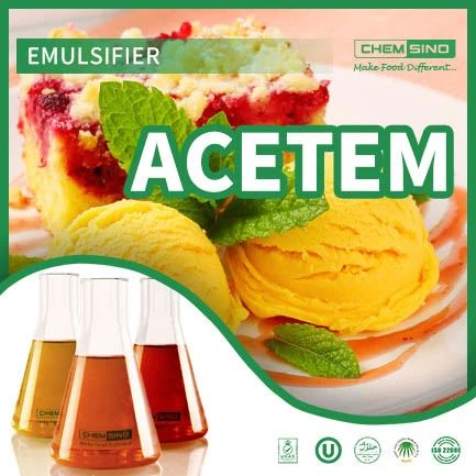 Powdr asetem gradd bwyd E472A mono- a diglyseridau asetylen